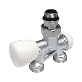 R356B1 Straight micrometric valve with thermostatic option, for twin-pipe systems