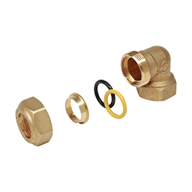 R563 90° elbow fitting, female thread, for plumbing and gas systems