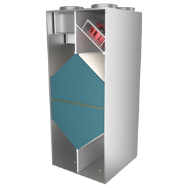 KHR-VL Duct-type ventilation unit with heat recovery, for vertical mounting in niches