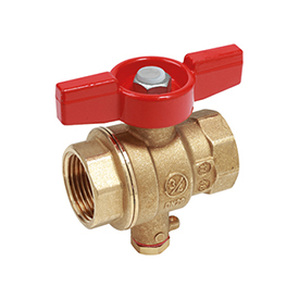R851T Ball valve, female-female connections, with probe holder