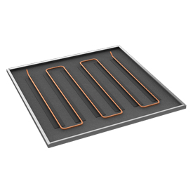 K150C GK ULTRA metal panels for radiant suspended ceilings with exposed crossed structure