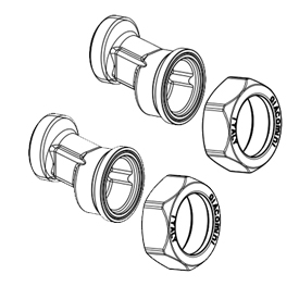 P15KEFM Pair of eccentric tail pieces, male connections, with nuts and gaskets