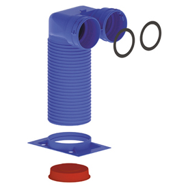 KVM-R 90°-angled fitting for connection of up to two Ø75 or Ø90 mm ducts to a Ø125 mm diffuser