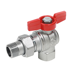 R789 Angle ball valve, female-tail piece male connections