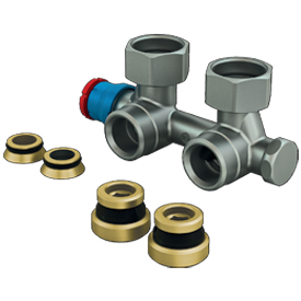 R386T Twin-pipe angle valve with thermostatic option for radiator panels and toweldryers