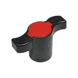 R749F Plastic extended T-handle for ball valves, with red, blue and green plates