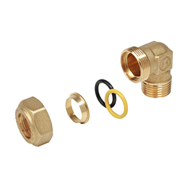 R562 90° elbow fitting, male thread, for plumbing and gas systems