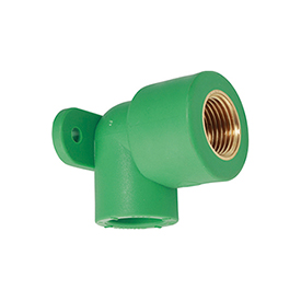 H139 - 90° elbow fitting with wall support, female thread and