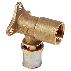 RM139-G 90° elbow fitting with wall-mount bracket, female thread, for Multigas system