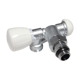 R357M1 Angle micrometric valve with thermostatic option, for single-pipe systems